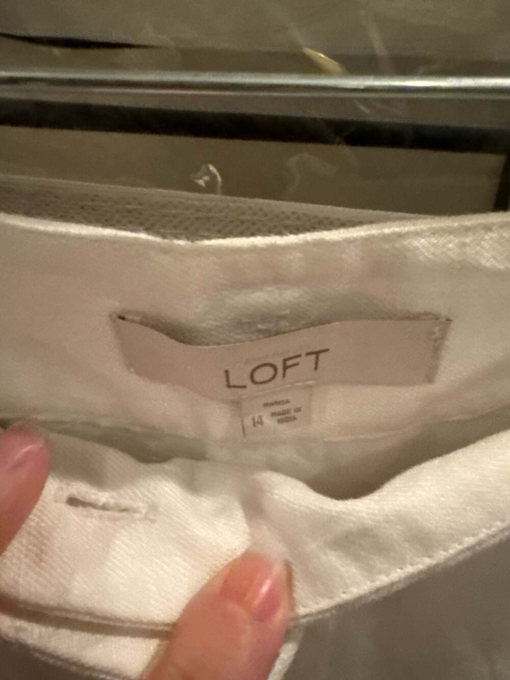 LOFT Marisa Fit White Linen Blend Sailor Button Trousers Size 14